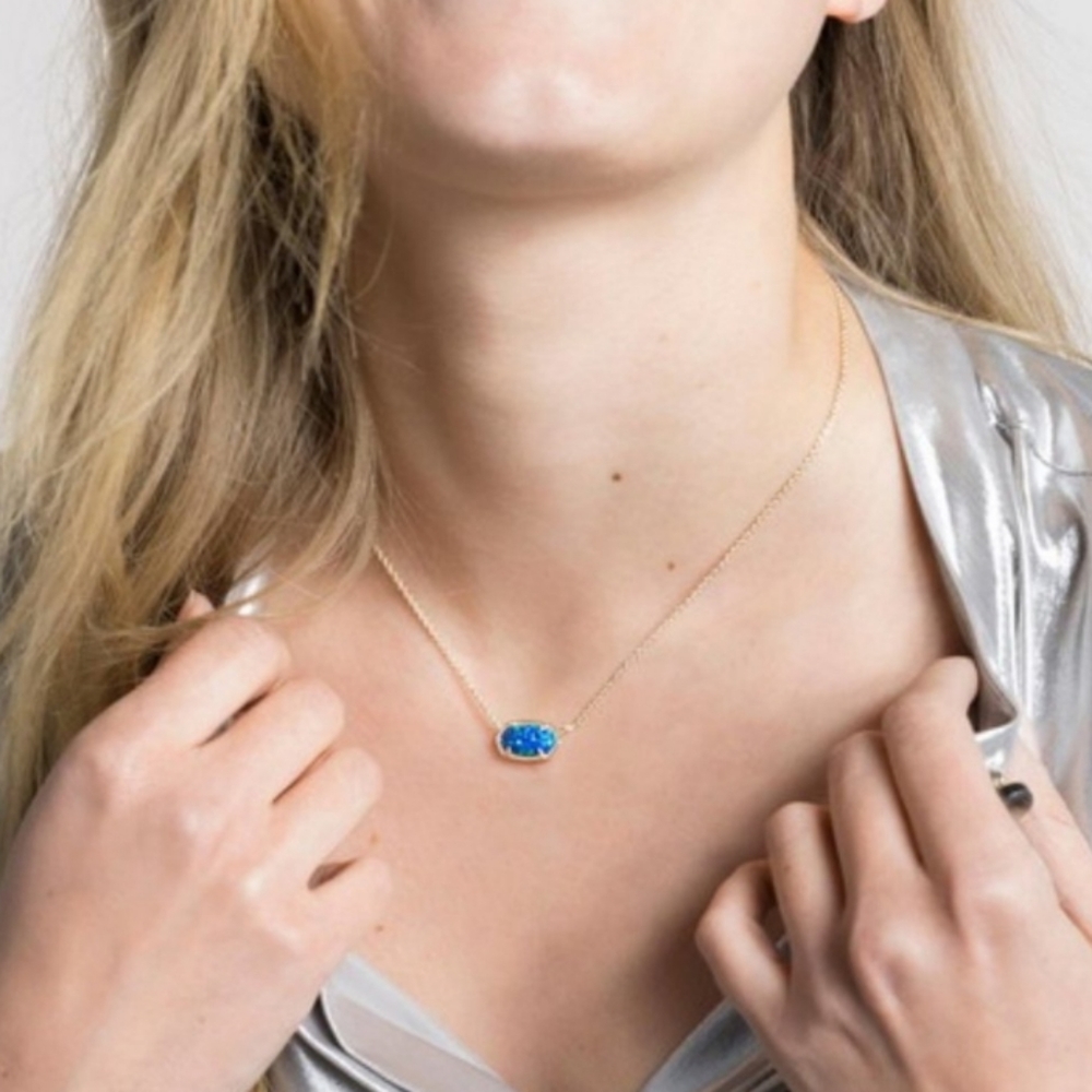 Kendra Scott Elisa Royal Blue or Green Kyocera Opal Gold Plated or Silver - Picture 7 of 16